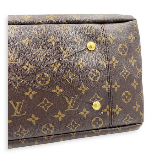 Artsy Top Handle Bag Brown in Coated Canvas, Gold hardware