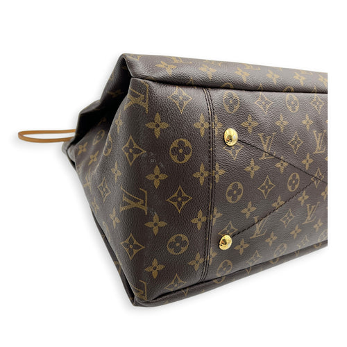 Artsy Top Handle Bag Brown in Coated Canvas, Gold hardware