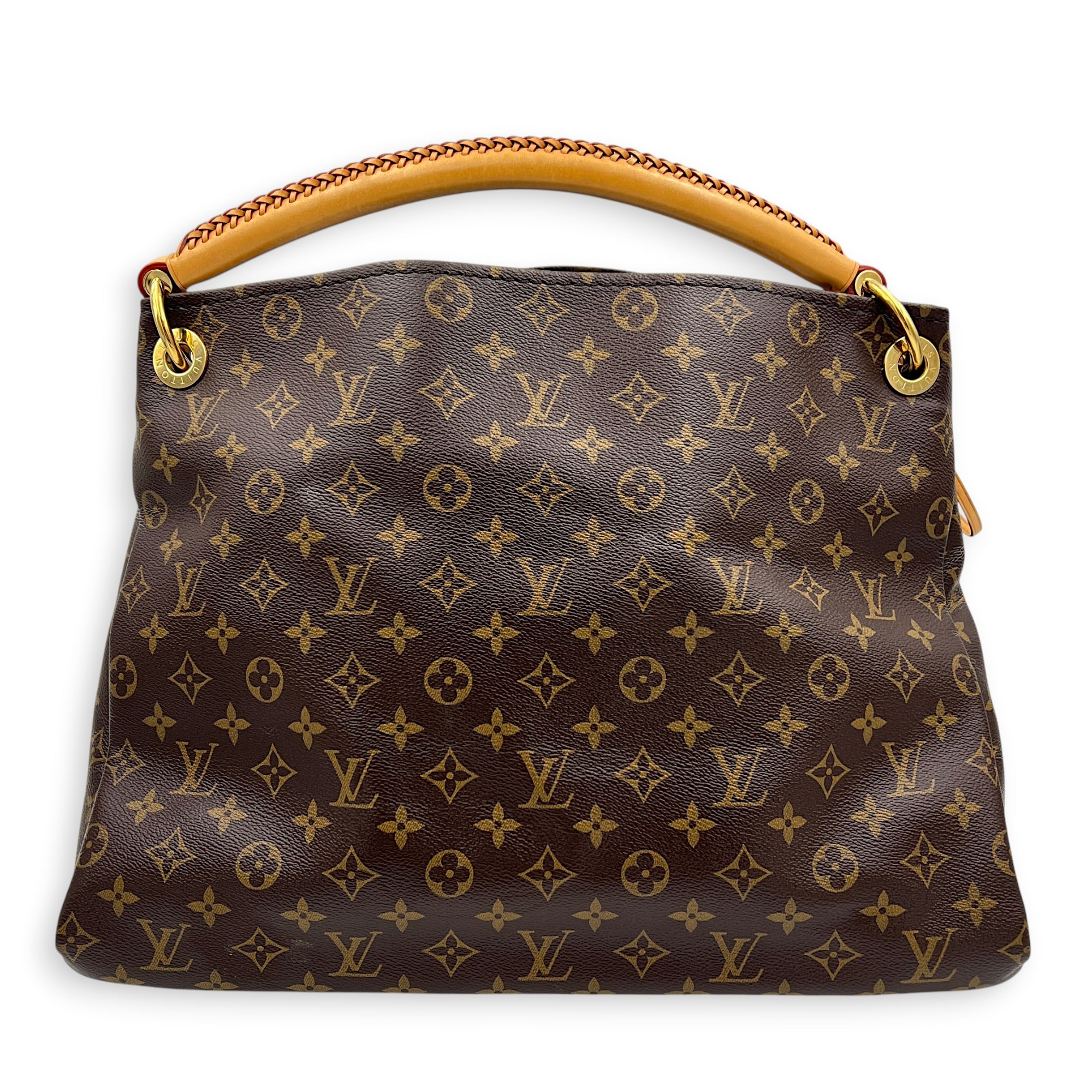 Artsy Top Handle Bag Brown in Coated Canvas, Gold hardware