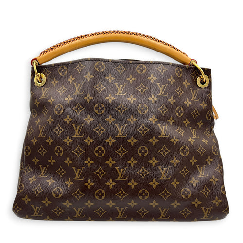 Artsy Top Handle Bag Brown in Coated Canvas, Gold hardware