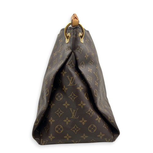 Artsy Top Handle Bag Brown in Coated Canvas, Gold hardware