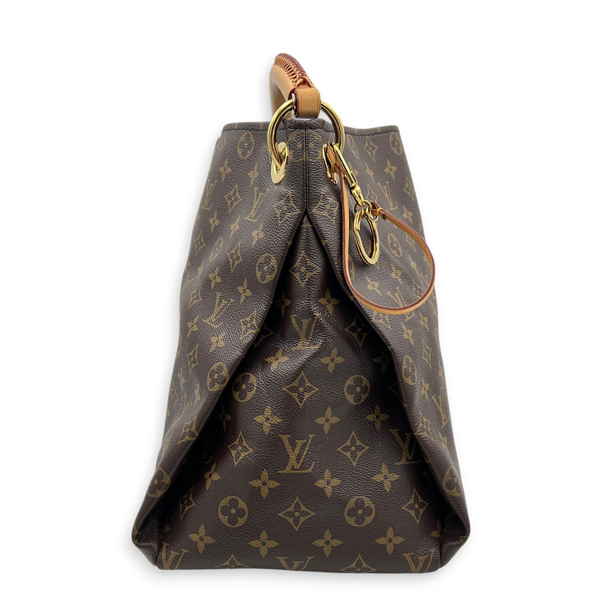 Artsy Top Handle Bag Brown in Coated Canvas, Gold hardware
