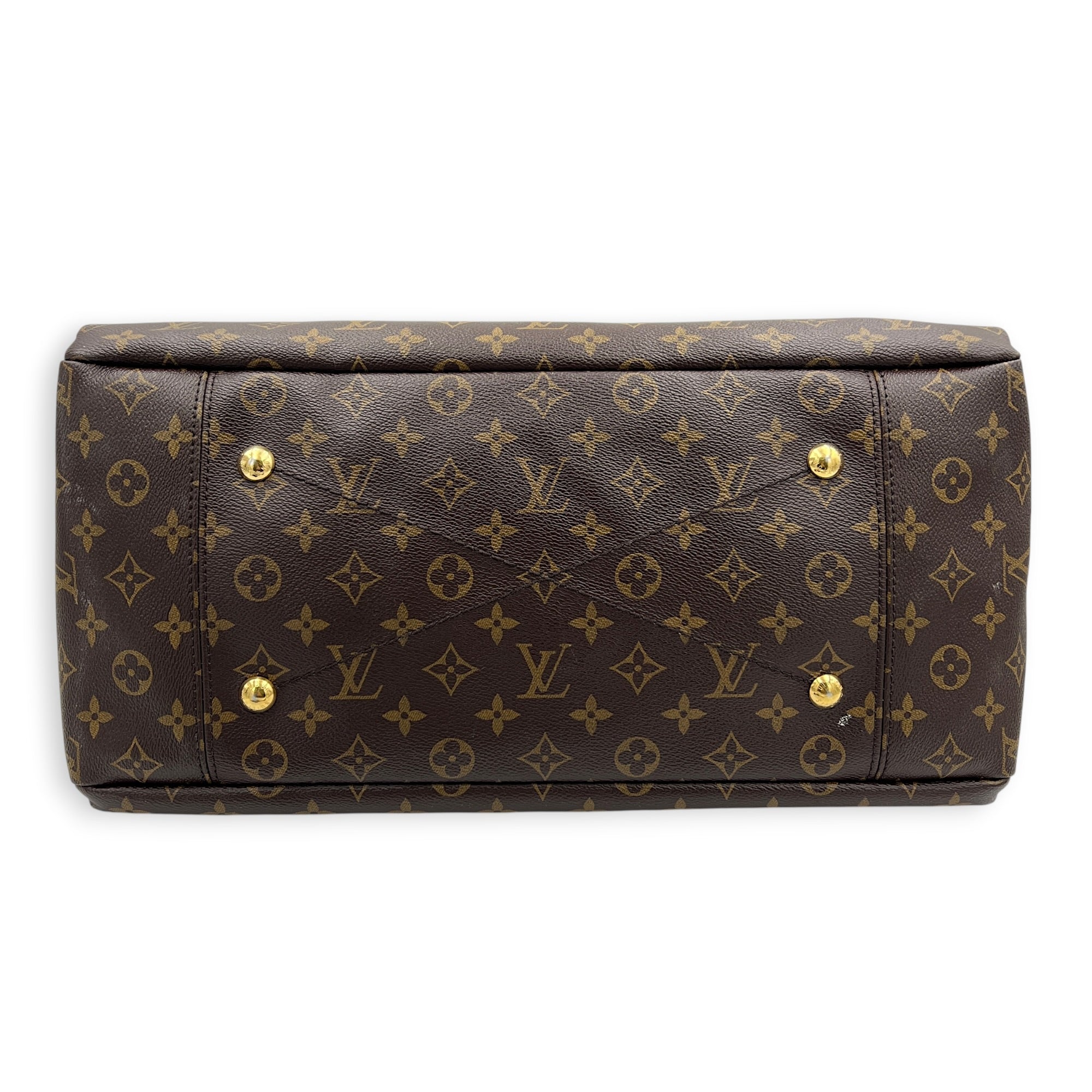 Artsy Top Handle Bag Brown in Coated Canvas, Gold hardware