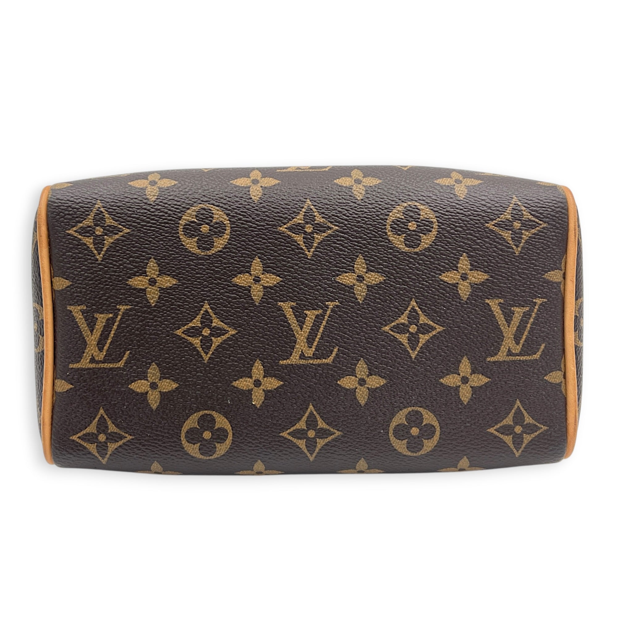 Speedy Bandouliere Top Handle Bag 20 Brown in Coated Canvas, Gold hardware