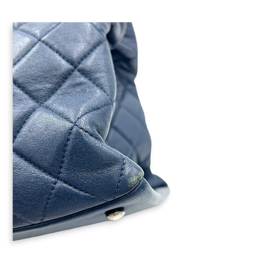 CC Blue Top Handle Bag in Calfskin, Ruthenium hardware