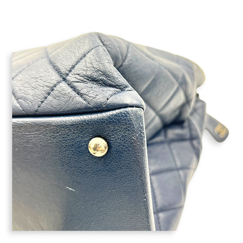 CC Blue Top Handle Bag in Calfskin, Ruthenium hardware