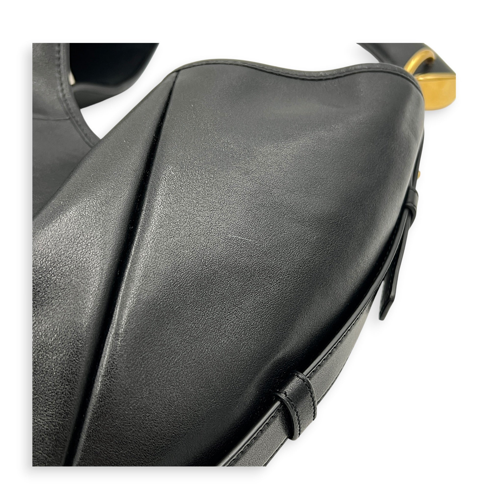 Mombasa Medium Black Shoulder Bag in Calfskin, Gold hardware