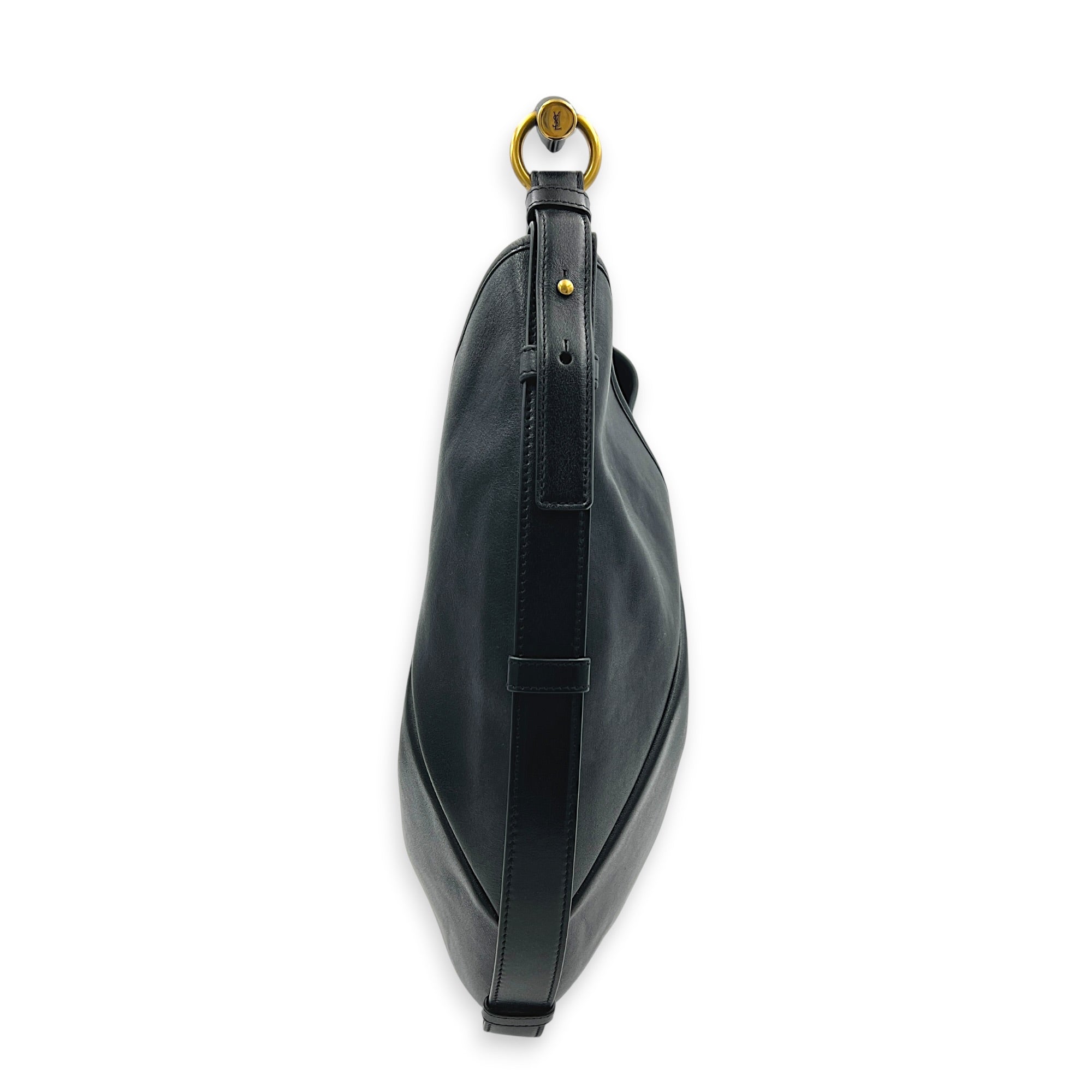 Mombasa Medium Black Shoulder Bag in Calfskin, Gold hardware