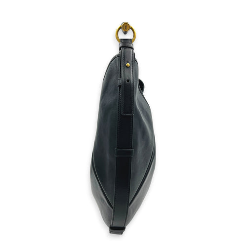Mombasa Medium Black Shoulder Bag in Calfskin, Gold hardware