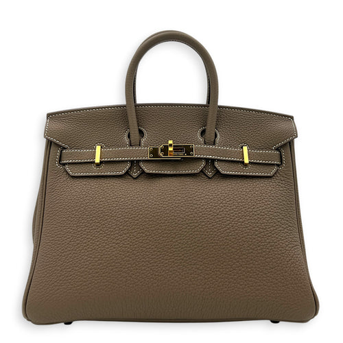 Birkin 25 Etoupe Top Handle Bag in Togo, Gold hardware