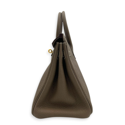 Birkin 25 Etoupe Top Handle Bag in Togo, Gold hardware