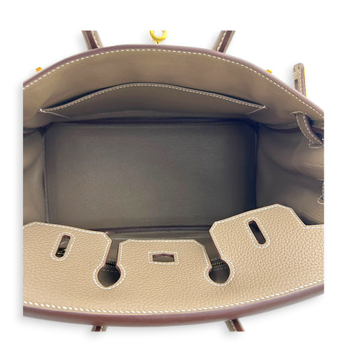 Birkin 25 Etoupe Top Handle Bag in Togo, Gold hardware