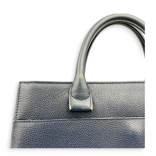 CC Tote Bag Blue in Calfskin, Gold hardware