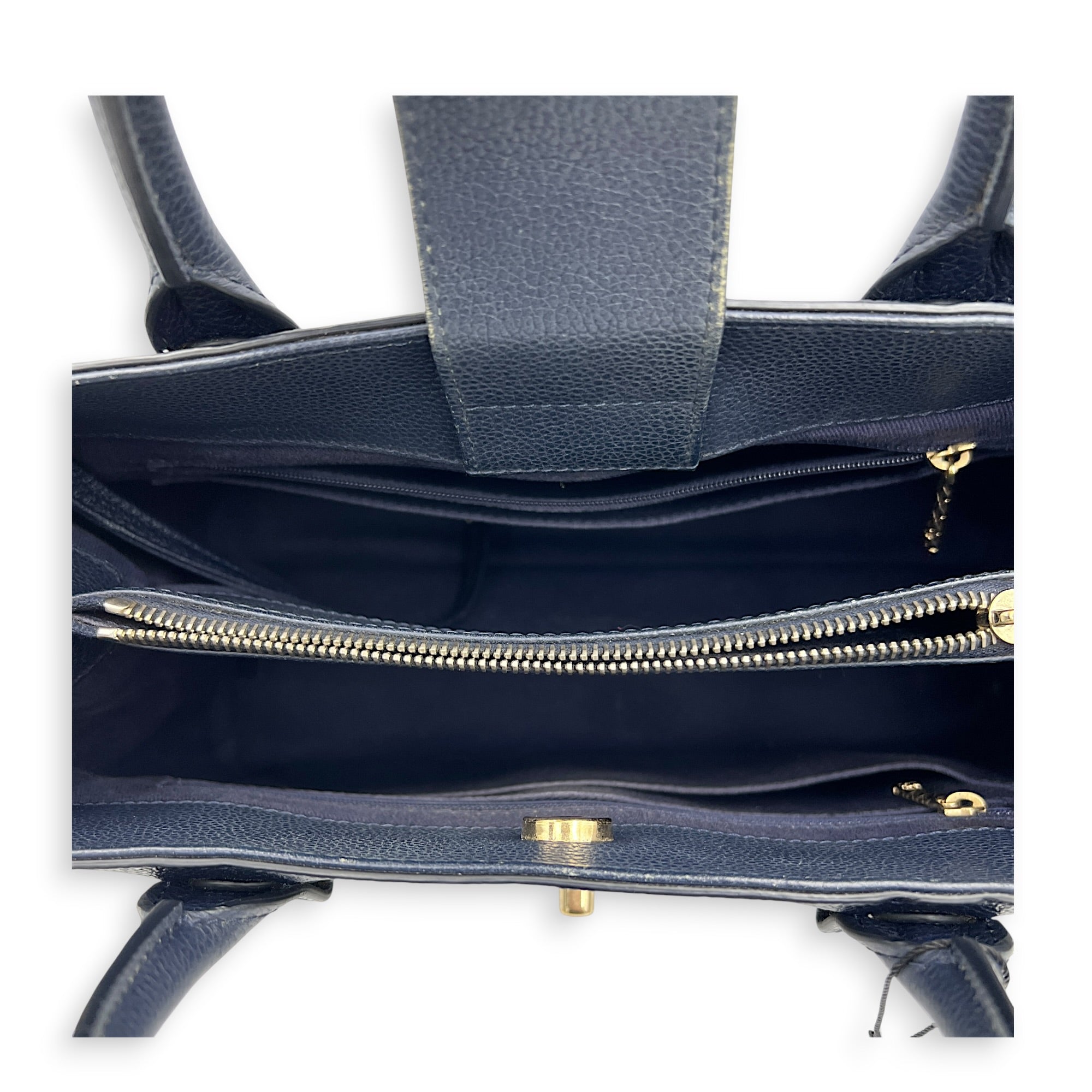 CC Tote Bag Blue in Calfskin, Gold hardware
