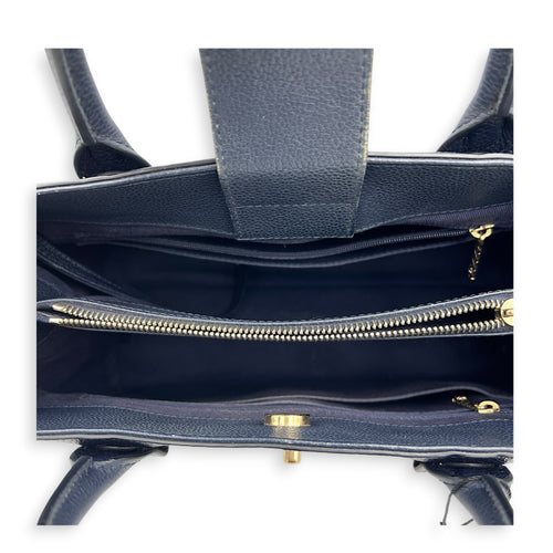 CC Tote Bag Blue in Calfskin, Gold hardware