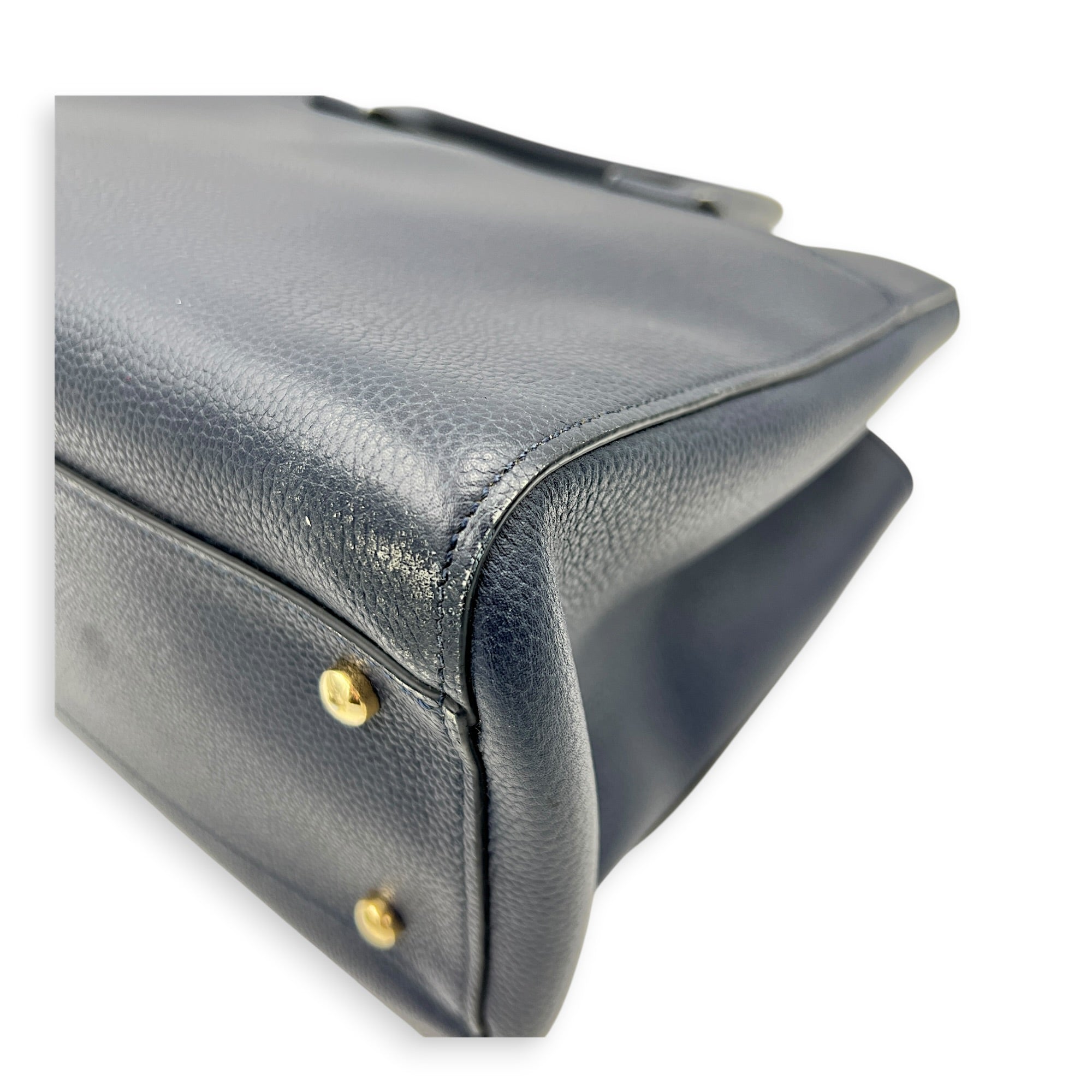 CC Tote Bag Blue in Calfskin, Gold hardware