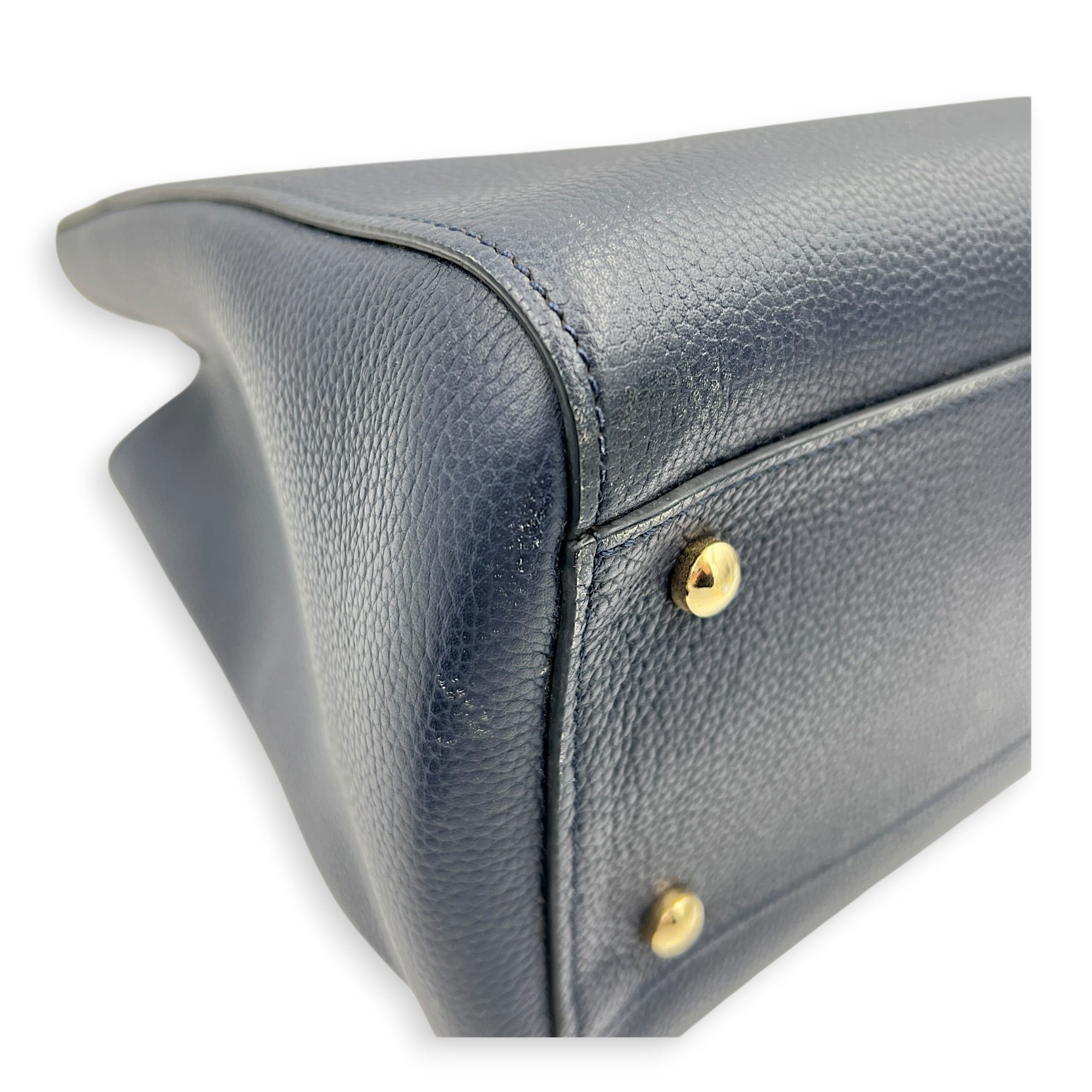 CC Tote Bag Blue in Calfskin, Gold hardware