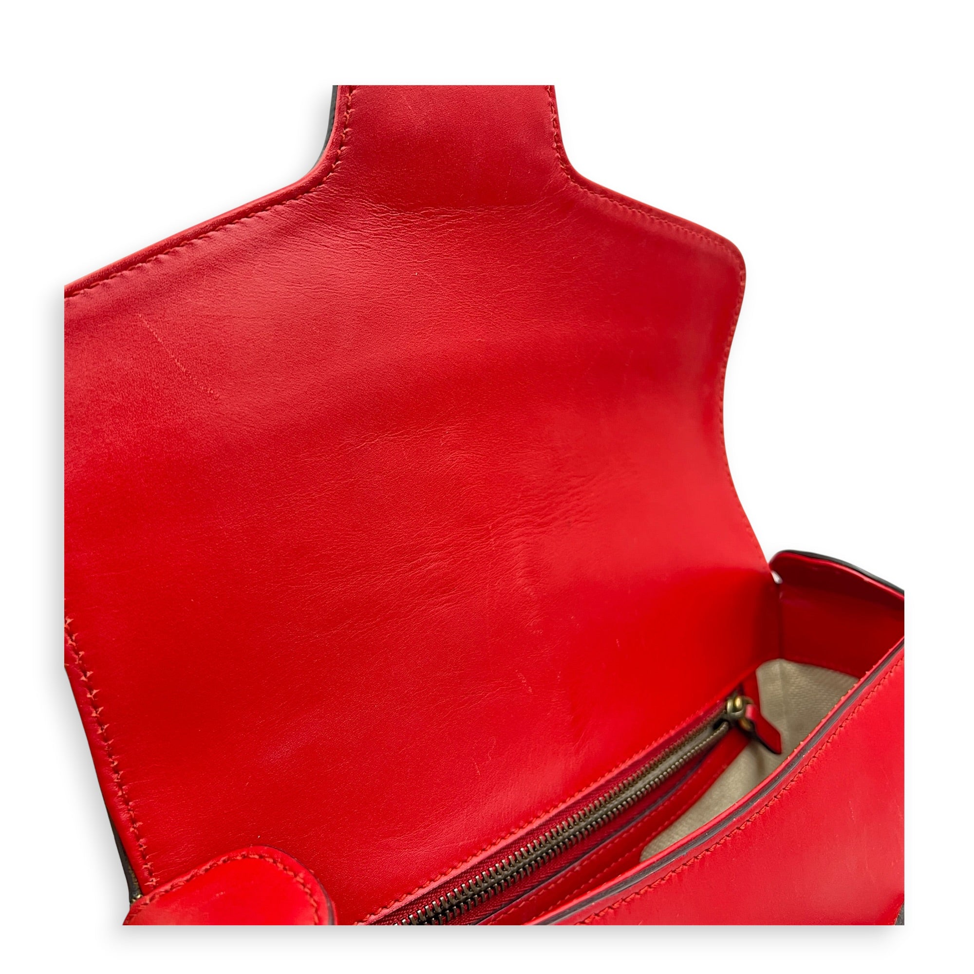 Lady Web Red Crossbody Bag in Calfskin, Gold hardware