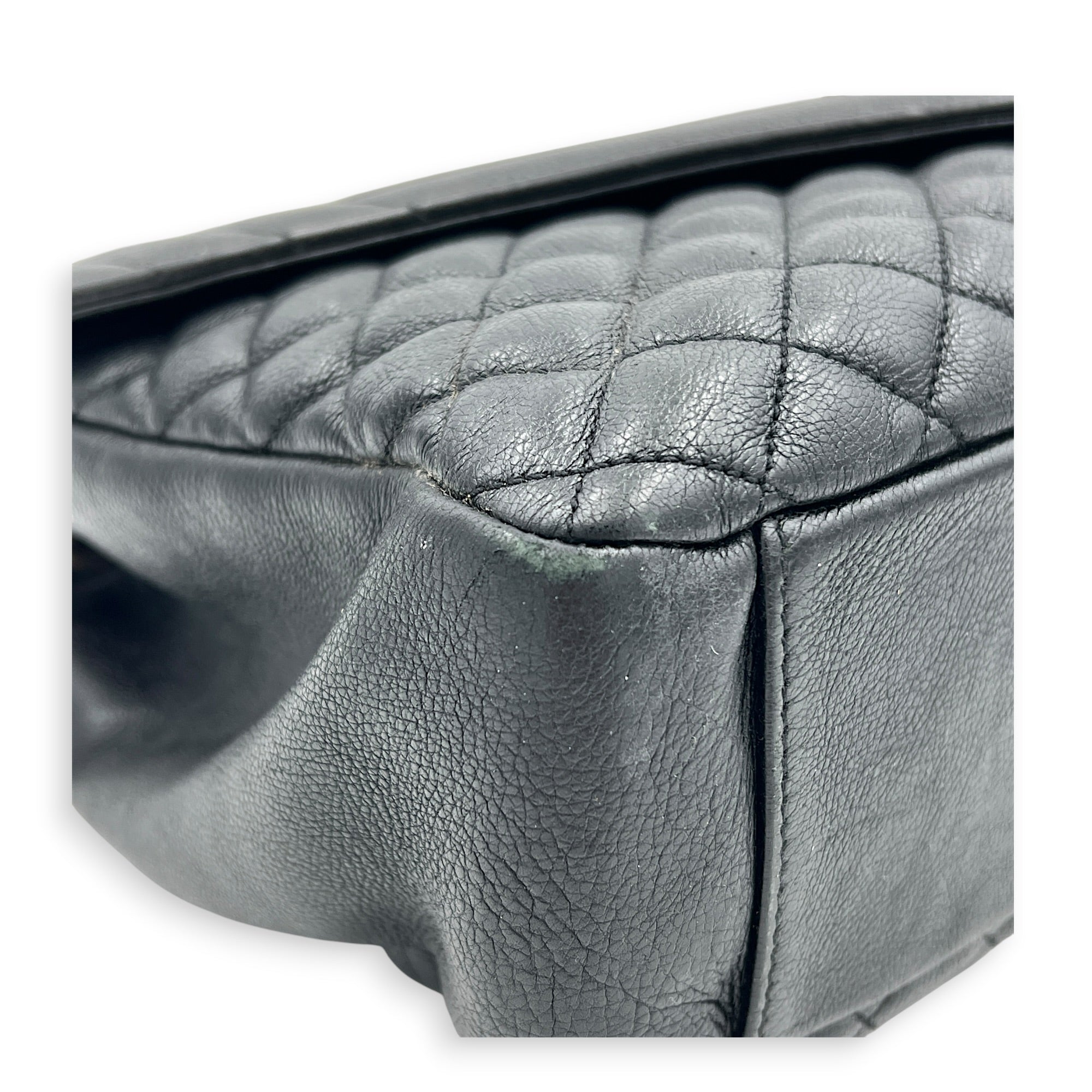 College Shoulder Bag Black in Calfskin, Ruthenium hardware