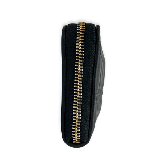 Cannage Black Wallet in Lambskin, Gold hardware