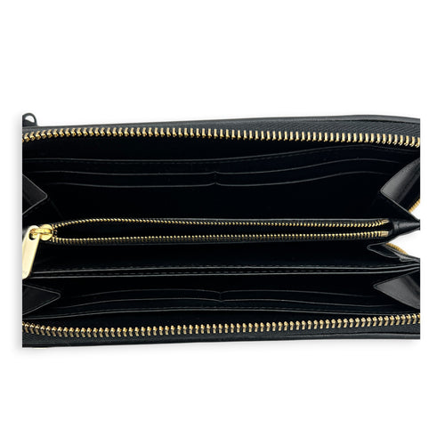 Cannage Black Wallet in Lambskin, Gold hardware