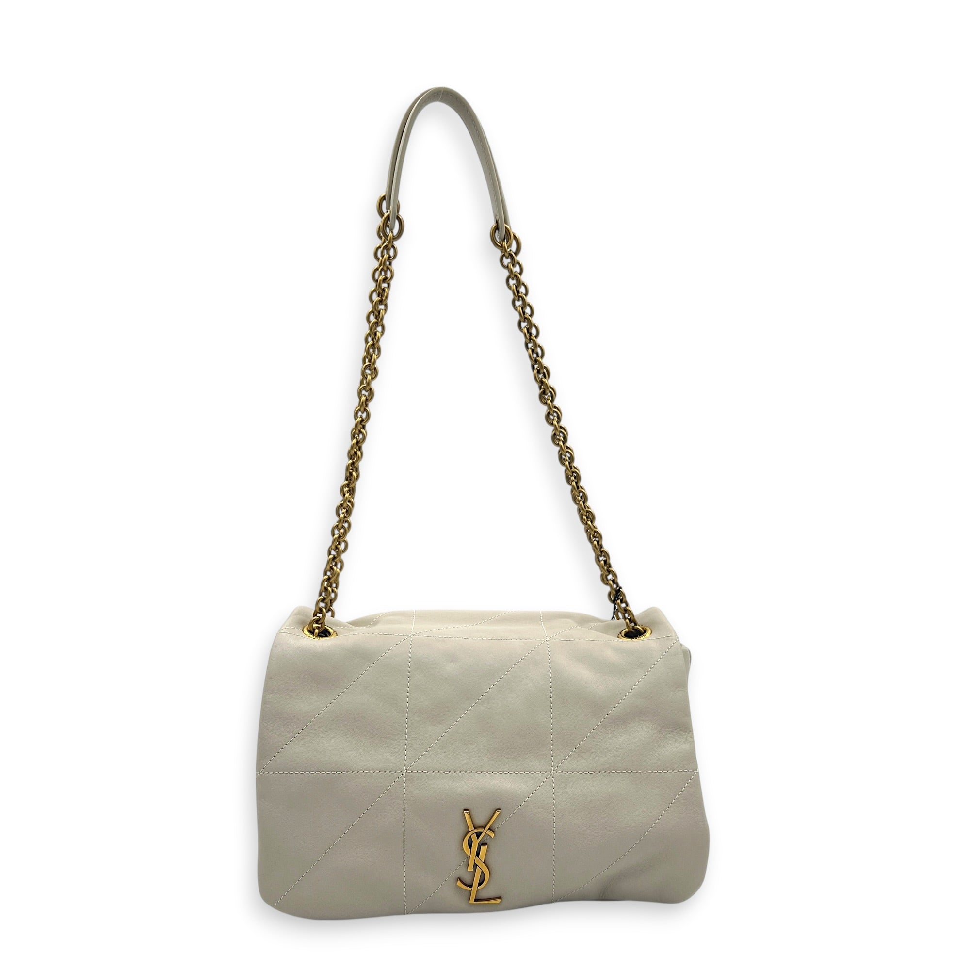 Jamie 4.3 Medium White Shoulder Bag in Lambskin, Gold hardware
