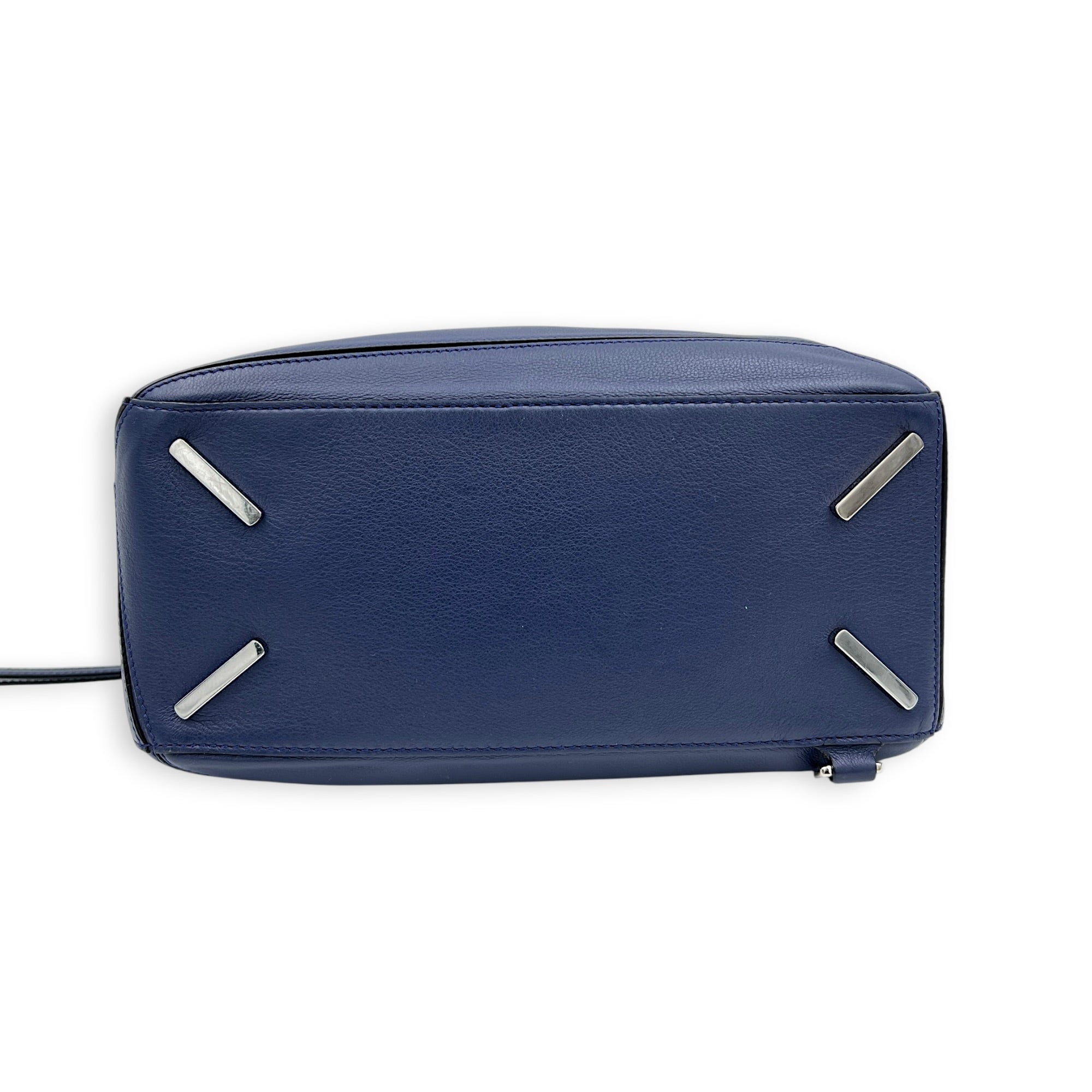 Puzzle Shoulder Bag Medium Blue in Calfskin, Silver hardware
