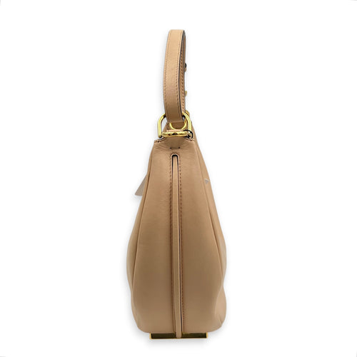 Fendigraphy Beige Top Handle Bag in Calfskin, Gold hardware