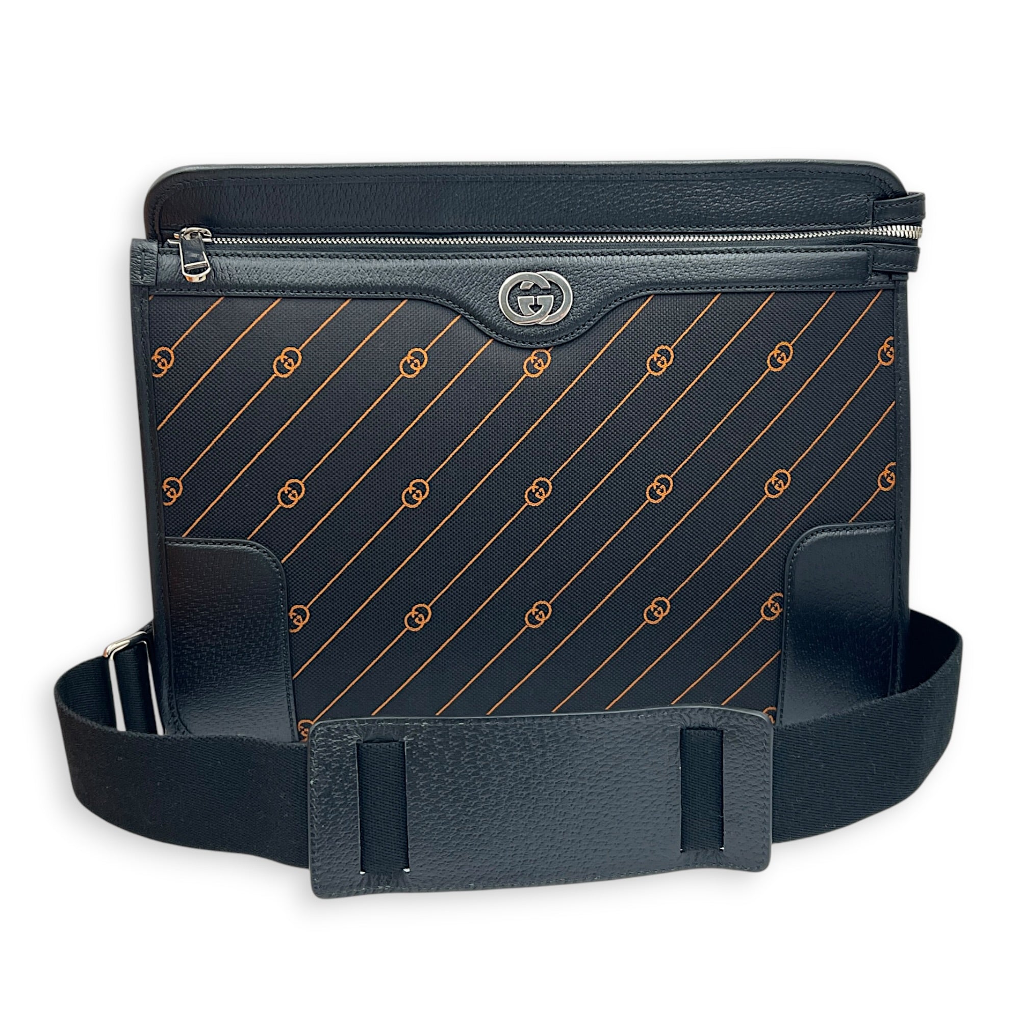 Interlocking G Jacquard Messenger in Canvas, Silver hardware
