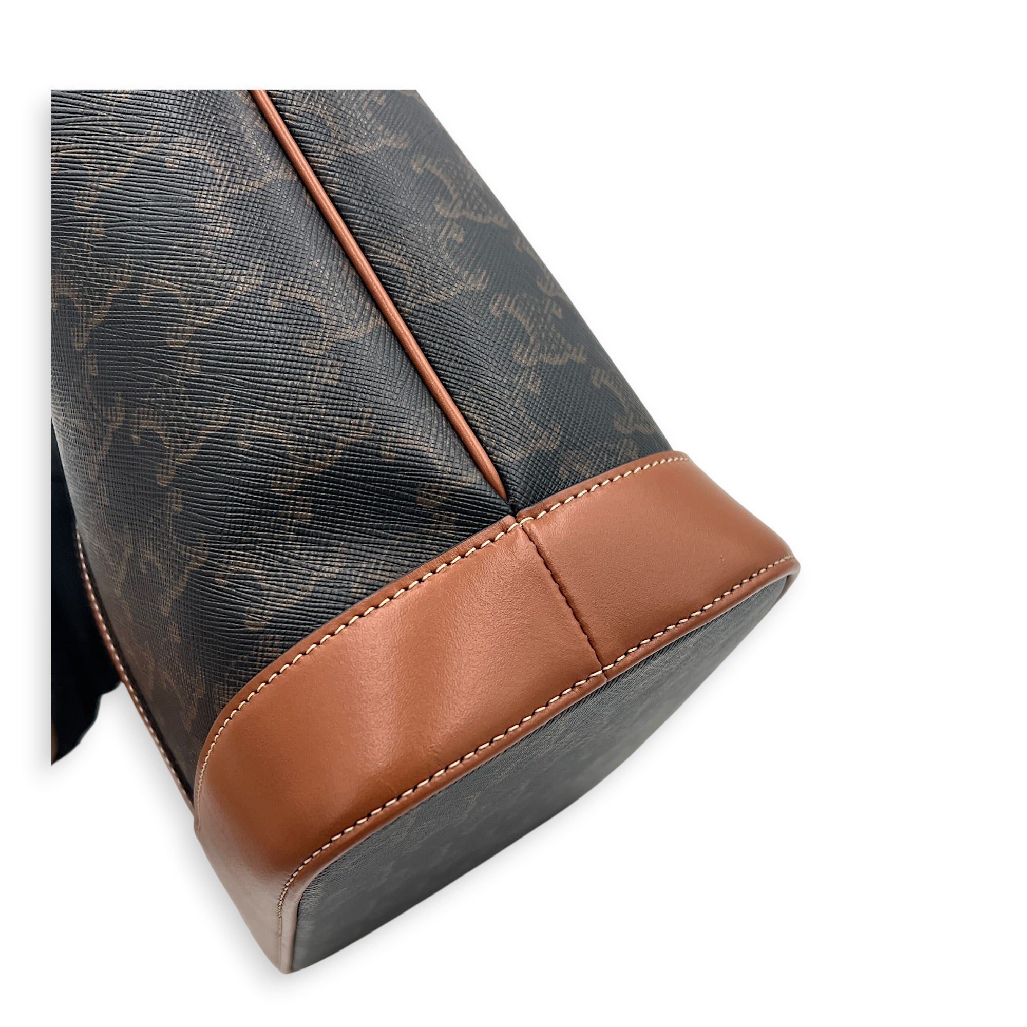 Triomphe Bucket Bag Brown in Coated Canvas, Gold hardware