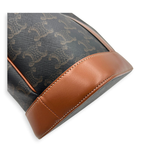 Triomphe Bucket Bag Brown in Coated Canvas, Gold hardware