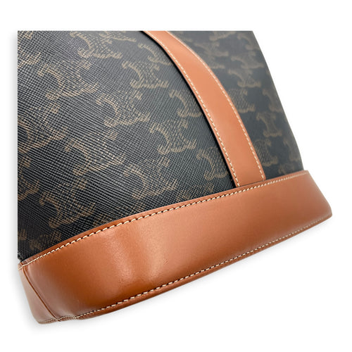 Triomphe Bucket Bag Brown in Coated Canvas, Gold hardware