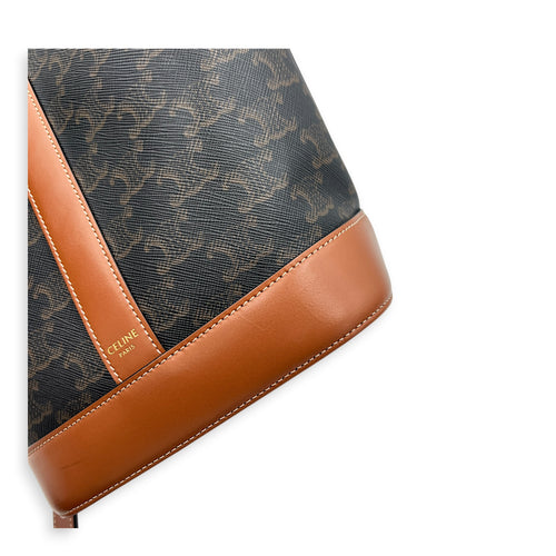 Triomphe Bucket Bag Brown in Coated Canvas, Gold hardware