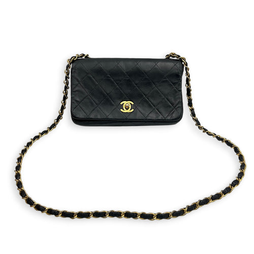 Vintage Quilted Single Flap Shoulder Bag Black in Lambskin, Gold hardware