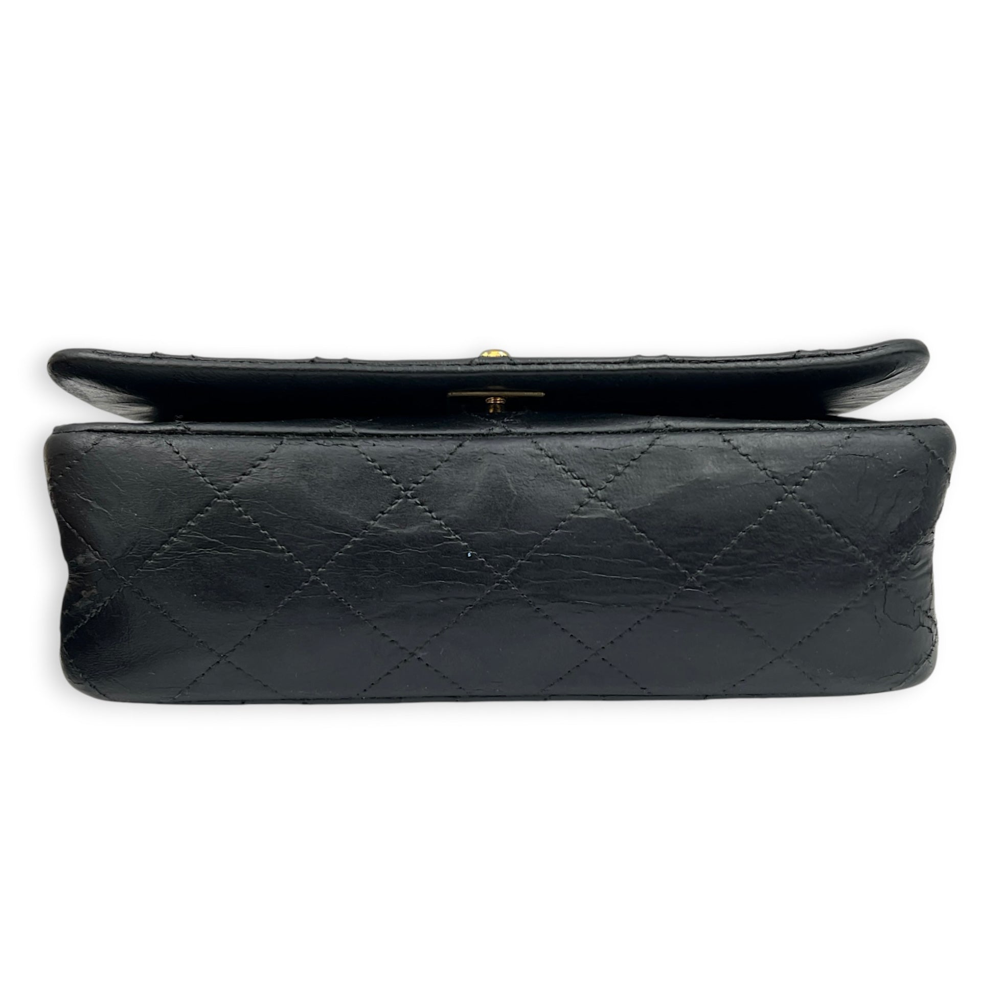 Vintage Quilted Single Flap Shoulder Bag Black in Lambskin, Gold hardware