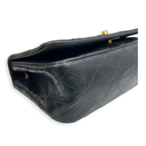Vintage Quilted Single Flap Shoulder Bag Black in Lambskin, Gold hardware