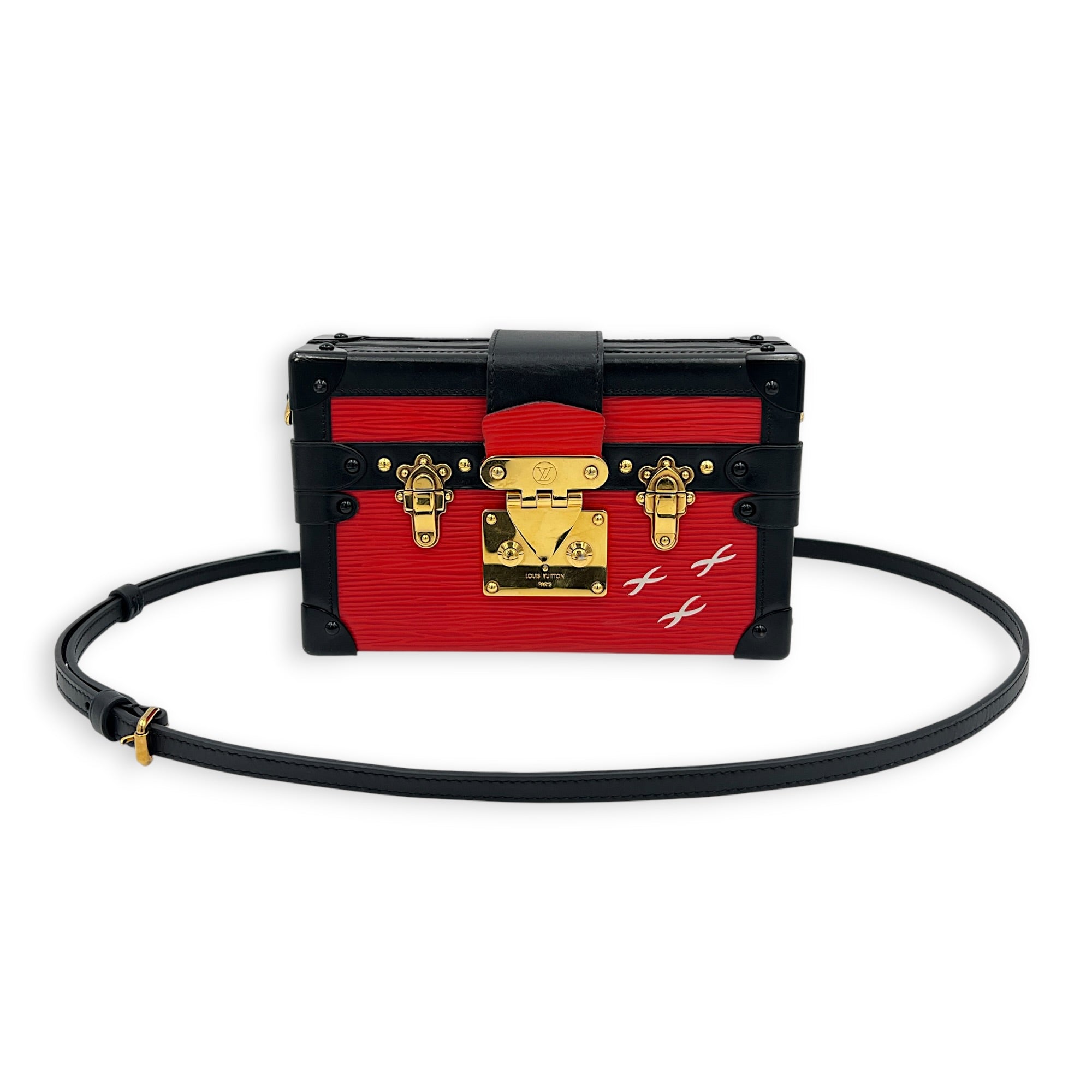 Petite Malle Crossbody Bag Red in Epi Leather, Gold hardware