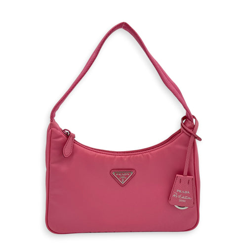 Re-Edition 2000 Shoulder Bag Pink in Canvas, Silver hardware