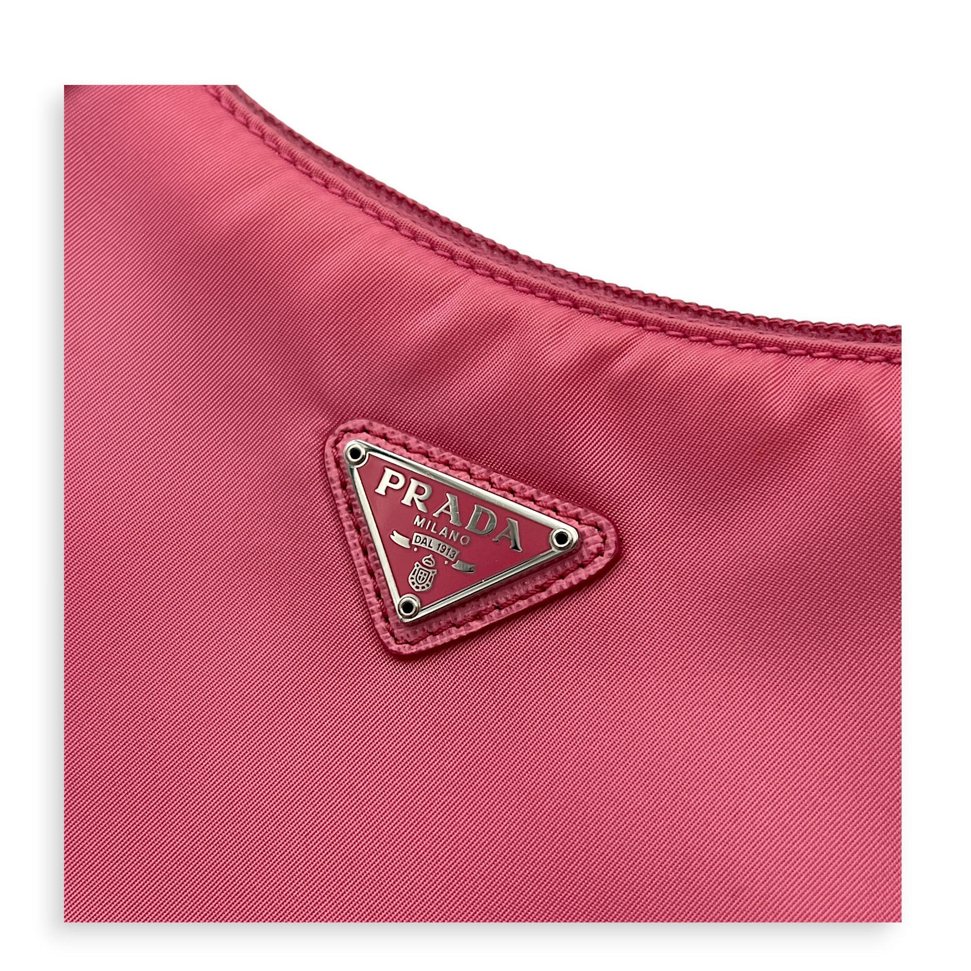 Re-Edition 2000 Shoulder Bag Pink in Canvas, Silver hardware