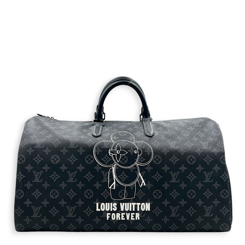 Keepall Top Handle Bag 50 x Vivienne in Monogram Coated Canvas, Black hardware
