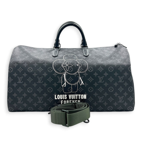 Keepall Top Handle Bag 50 x Vivienne in Monogram Coated Canvas, Black hardware