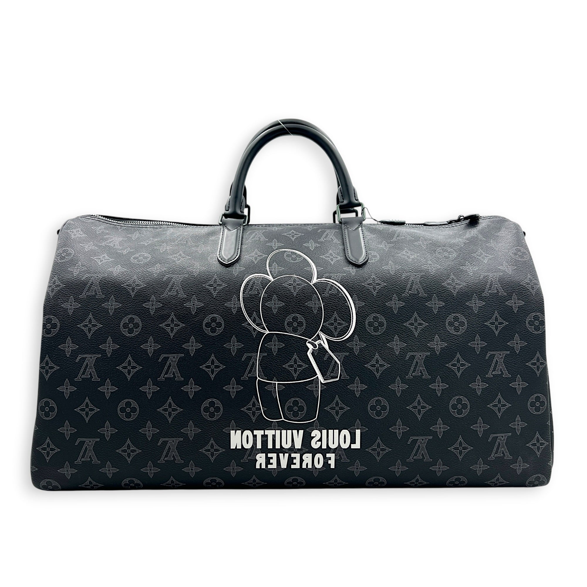 Keepall Top Handle Bag 50 x Vivienne in Monogram Coated Canvas, Black hardware