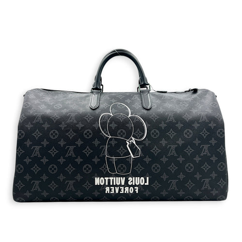 Keepall Top Handle Bag 50 x Vivienne in Monogram Coated Canvas, Black hardware