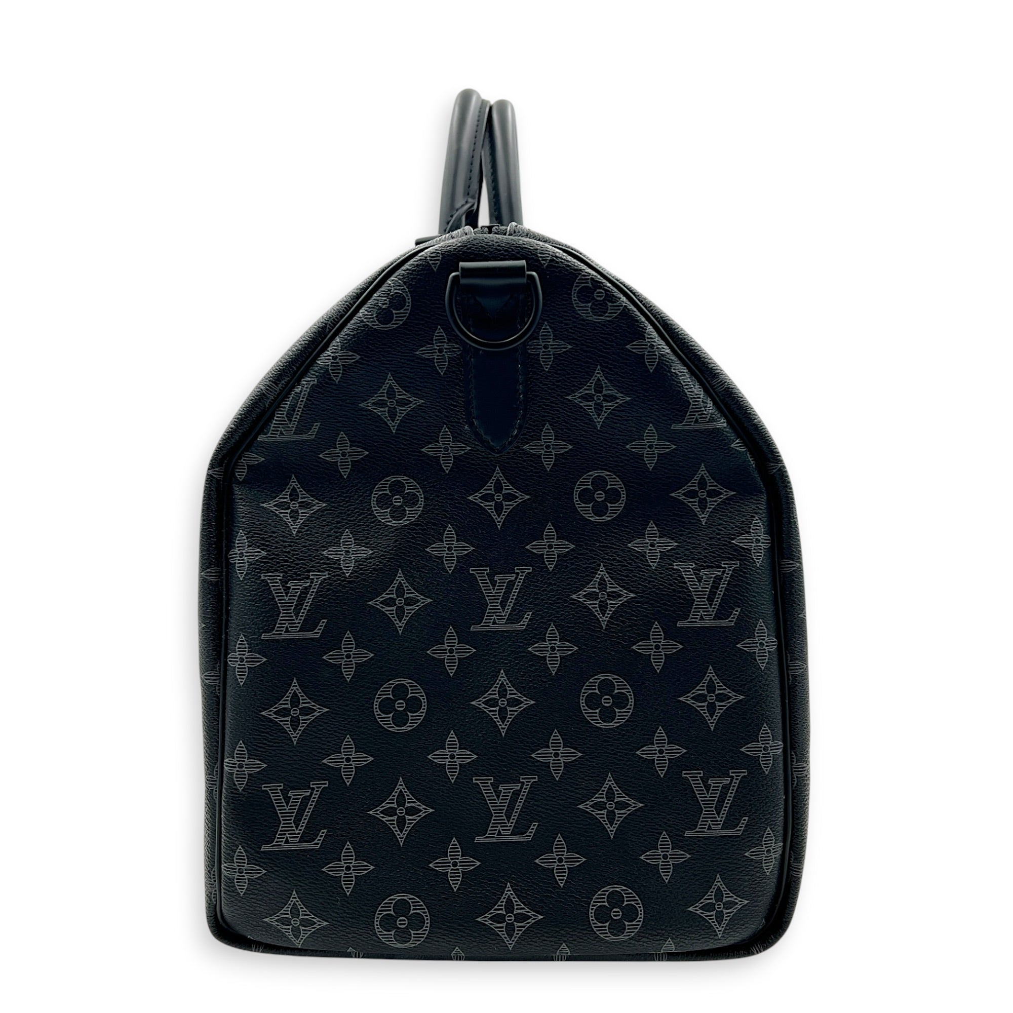 Keepall Top Handle Bag 50 x Vivienne in Monogram Coated Canvas, Black hardware