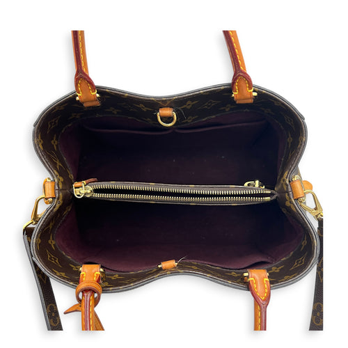 Montaigne Top Handle Bag Brown in Monogram Coated Canvas, Gold hardware