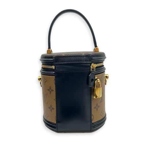 Cannes Top Handle Bag Brown in Monogram Coated Canvas, Gold hardware
