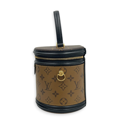 Cannes Top Handle Bag Brown in Monogram Coated Canvas, Gold hardware