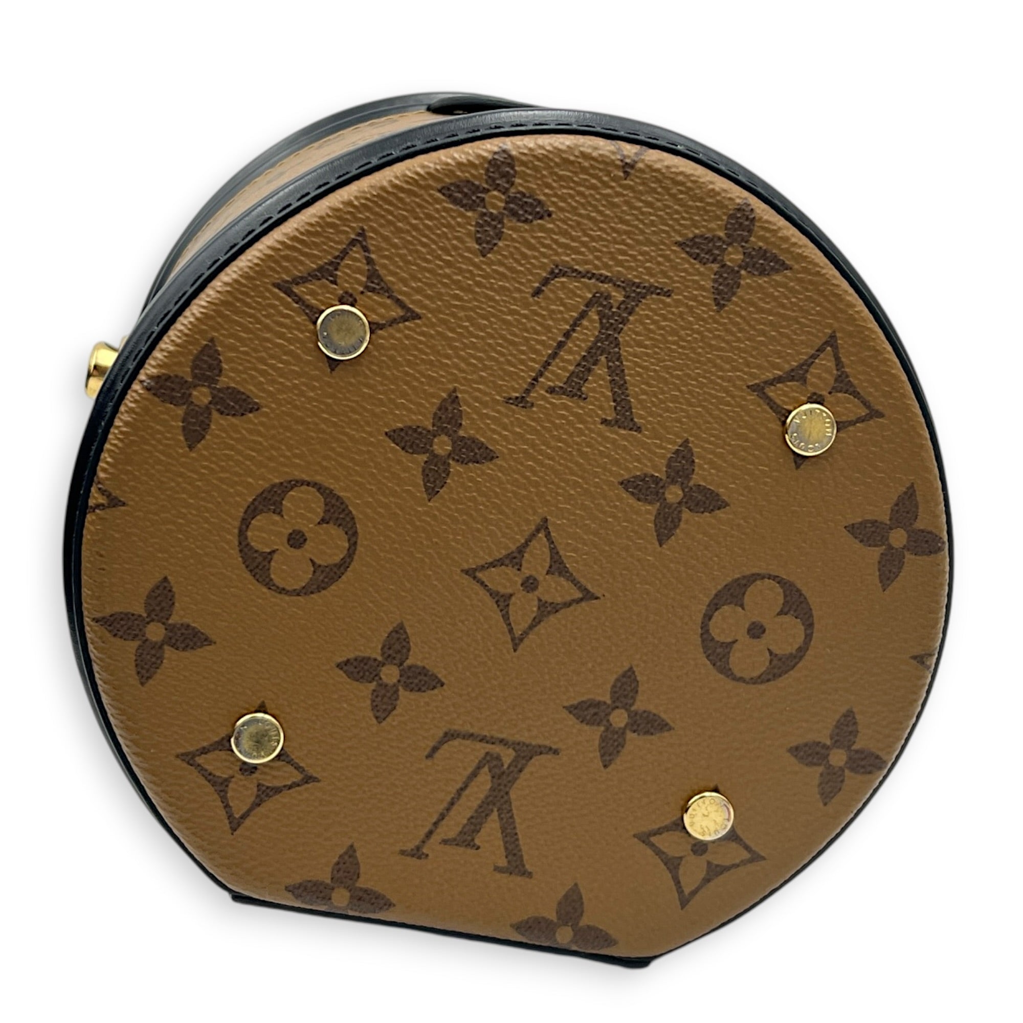 Cannes Top Handle Bag Brown in Monogram Coated Canvas, Gold hardware