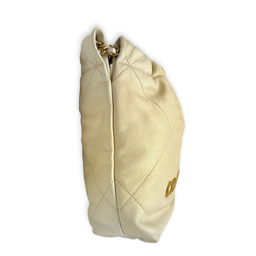 22 Tote Light Gold Shoulder Bag in Calfskin, Palladium hardware