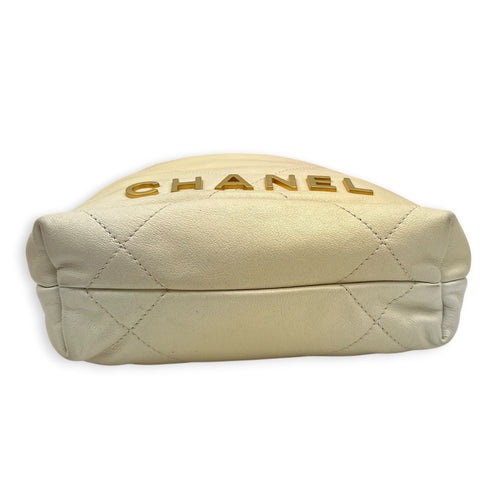 22 Tote Light Gold Shoulder Bag in Calfskin, Palladium hardware